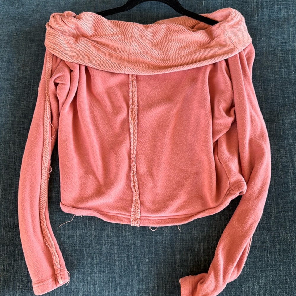 Free People Pink Cowl Neck Pullover Small